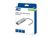 Een Hub ACT USB-C 3.0 3x USB-A Gigabit ethernet koop je bij Omnia 4 Office