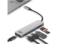 Hub ACT USB-C 3.0, 3x USB-A cardreader PD p-through