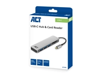 Hub ACT USB-C 3.0, 3x USB-A cardreader PD p-through