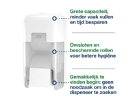 Toiletpapierdispenser Tork T7 Elevation OptiServe Coreless verticaal duo wit 558040