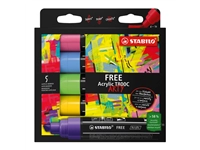 Een Acrylmarker STABILO Free Acrylic T800C Seaside assorti 5 stuks koop je bij Unimark Office B.V.