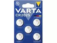 Een Batterij Varta knoopcel CR2025 lithium blister à 5stuk koop je bij KantoorProfi België BV