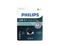 Een USB-stick 3.1 Philips USB-C 2-in-1 Midnight Black 32GB koop je bij L&N Partners voor Partners B.V.