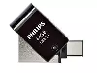 Een USB-stick 3.1 Philips USB-C 2-in-1 midnight black 64GB koop je bij QuickOffice BV