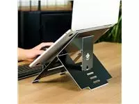 Een Laptopstandaard R-Go Tools Riser Flexible zwart koop je bij Van Leeuwen Boeken- en kantoorartikelen
