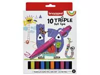 Een Viltstift Bruynzeel Kids Triple set á 10 kleuren koop je bij BUROPORT BV