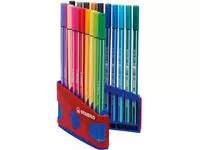 Een Viltstift STABILO Pen 68/20 ColorParade in rood/blauw etui medium assorti etui à 20 stuks koop je bij Van Leeuwen Boeken- en kantoorartikelen