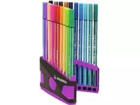 Viltstift STABILO Pen 68/20 ColorParade in antraciet/roze etui medium assorti etui à 20 stuks