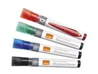 Een Viltstift Nobo whiteboard Liquid ink rond assorti 3mm 4st koop je bij Van Hoye Kantoor BV