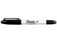 Een Viltstift Sharpie rond Twin tip ultra fijn & fijn zwart blister à 2 stuks koop je bij EconOffice