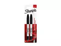 Een Viltstift Sharpie rond Twin tip ultra fijn & fijn zwart blister à 2 stuks koop je bij MV Kantoortechniek B.V.