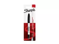Een Viltstift Sharpie rond Twin tip ultra fijn & fijn zwart blister à 1 stuk koop je bij Van Leeuwen Boeken- en kantoorartikelen