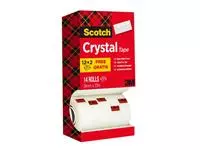 Plakband Scotch Crystal 600 19mmx33m transparant 12+2 gratis