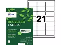 Een Etiket Avery LR7160-100 63.5x38.1mm recycled wit 2100stuks koop je bij L&N Partners voor Partners B.V.