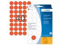 Een Etiket HERMA 2252 rond 19mm rood 1280stuks koop je bij EconOffice
