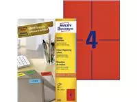 Een Etiket Avery Zweckform 3456 105x148mm A6 rood 400stuks koop je bij EconOffice