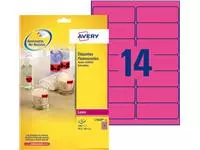 Etiket Avery L7363P-25 99.1x38.1mm neon roze 340stuks