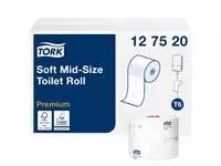 Een Toiletpapier Tork Mid-size T6 premium 2-laags 90m wit 127520 koop je bij Van Hoye Kantoor BV