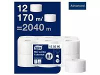 Toiletpapier Tork Mini Jumbo T2 advanced 2-laags 12 rollen wit 120280