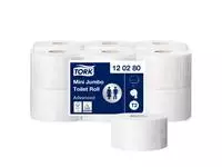 Een Toiletpapier Tork Mini Jumbo T2 advanced 2-laags 12 rollen wit 120280 koop je bij Van Hoye Kantoor BV