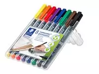 Een Viltstift Staedtler Lumocolor 313 permanent S set à 8 stuks assorti koop je bij Van Hoye Kantoor BV