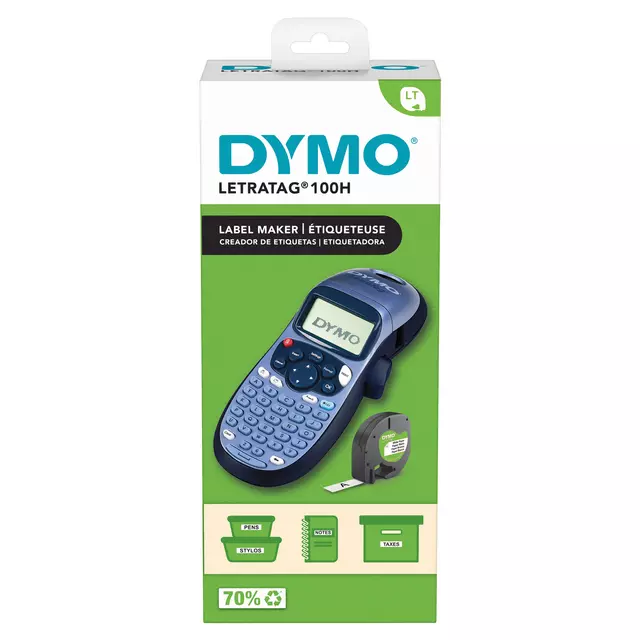 Een Labelprinter Dymo LetraTag 100H draagbaar abc 12mm blauw koop je bij NiceSupplies.nl