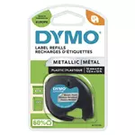 Een Labeltape Dymo LetraTag metallic 12mm zwart op zilver koop je bij KantoorProfi België BV