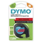 Een Labeltape Dymo LetraTag plastic 12mm zwart op rood koop je bij MV Kantoortechniek B.V.