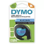 Een Labeltape Dymo LetraTag plastic 12mm zwart op blauw koop je bij MV Kantoortechniek B.V.