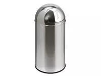 Een Afvalbak Pushcan met pushdeksel 40liter zilver koop je bij KantoorProfi België BV