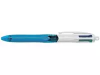 Een Balpen Bic 4kleuren grip medium lichtblauw koop je bij Van Leeuwen Boeken- en kantoorartikelen