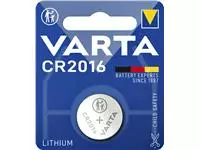Een Batterij Varta knoopcel CR2016 lithium blister à 1stuk koop je bij Van Hoye Kantoor BV