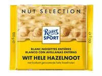 Een Chocolade Ritter Sport wit-hele hazelnoot 100gr koop je bij Van Leeuwen Boeken- en kantoorartikelen