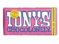 Een Chocolade Tony&#39;s Chocolonely wit framboos knettersuiker reep 180gr koop je bij Totaal Kantoor Goeree