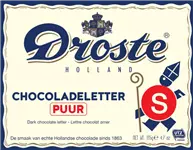 Chocoladeletter Droste puur &quot;S&quot; 135gr