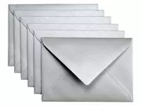 Een Envelop Papicolor C6 114x162mm metallic zilver koop je bij Totaal Kantoor Goeree