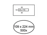 Een Envelop Quantore 109x224mm midden venster 25x110mm 500st koop je bij Alles voor uw kantoor