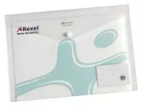 Een Enveloptas Rexel ice A4 + visitekaart transparant koop je bij Van Hoye Kantoor BV