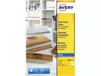 Een Etiket Avery J8567-25 210x297mm A4 transparant 25stuks koop je bij Van Hoye Kantoor BV