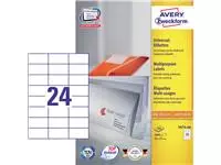 Een Etiket Avery Zweckform 3474-200 70x37mm wit 4800stuks koop je bij KantoorProfi België BV