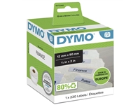 Een Etiket Dymo LabelWriter naamkaart hangmap 12x50mm 1 rol á 220 stuks wit koop je bij Van Hoye Kantoor BV