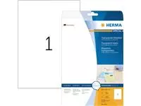 Een Etiket HERMA 4375 210x297mm A4 transparant 25stuks koop je bij EconOffice