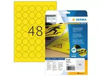 Een Etiket HERMA 8034 30mm rond weerbestendig geel 1200stuks koop je bij Van Hoye Kantoor BV