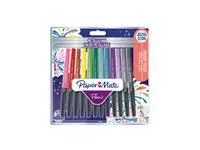 Een Fineliner Paper Mate Flair Metallic 12 stuks assorti koop je bij Van Hoye Kantoor BV