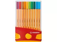 Een Fineliner STABILO point 88 ColorParade rollerset geel/rood fijn assorti etui à 20 stuks koop je bij EconOffice