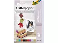 Glitterpapier Folia 1-zijdig 24x34cm 170gr 10 vel assorti