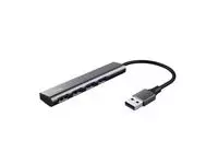 Een Hub Trust Halyx 4-port USB-A zilver koop je bij Goedkope Kantoorbenodigdheden