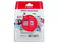 Een Inktcartridge Canon CLI-581XL 4 kleuren +50 vel fotopapier 10x15cm koop je bij Van Leeuwen Boeken- en kantoorartikelen