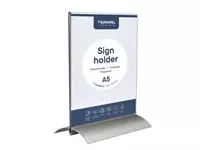 Een Kaarthouder Europel T-standaard A5 staand acryl / aluminium koop je bij Totaal Kantoor Goeree