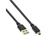 Een Kabel InlLne USB-A mini-B 2.0 platte kabel 2 meter zwart koop je bij Van Leeuwen Boeken- en kantoorartikelen